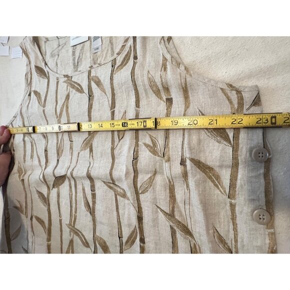 LIZ CLAIBORNE 100% Linen Bamboo Print Sleeveless Shirt Size XL - Picture 10 of 11